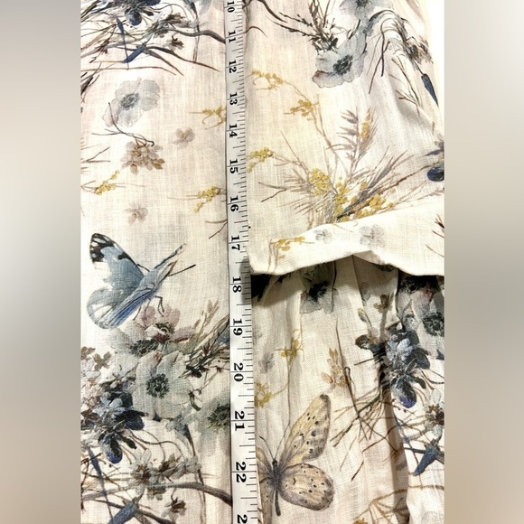 Yuvita, Butterflies & Tea Dress Luxury Linen Dress,Adorable Front Pockets,Size L - Picture 11 of 12